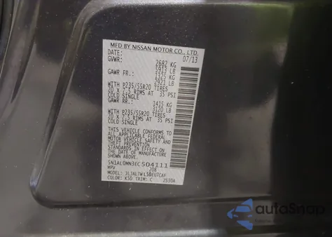 2014 Infiniti Qx60 from USA, damaged, VIN 5N1AL0MN3EC504111